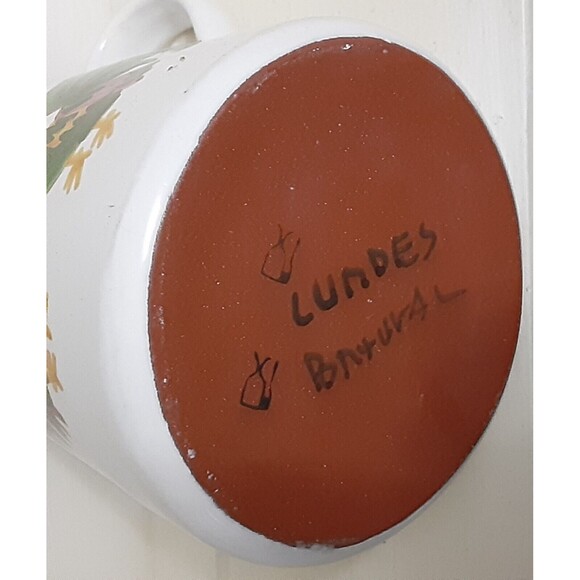 Hand painted terracotta earthenware pottery pitcher roosters french country - Picture 3 of 3